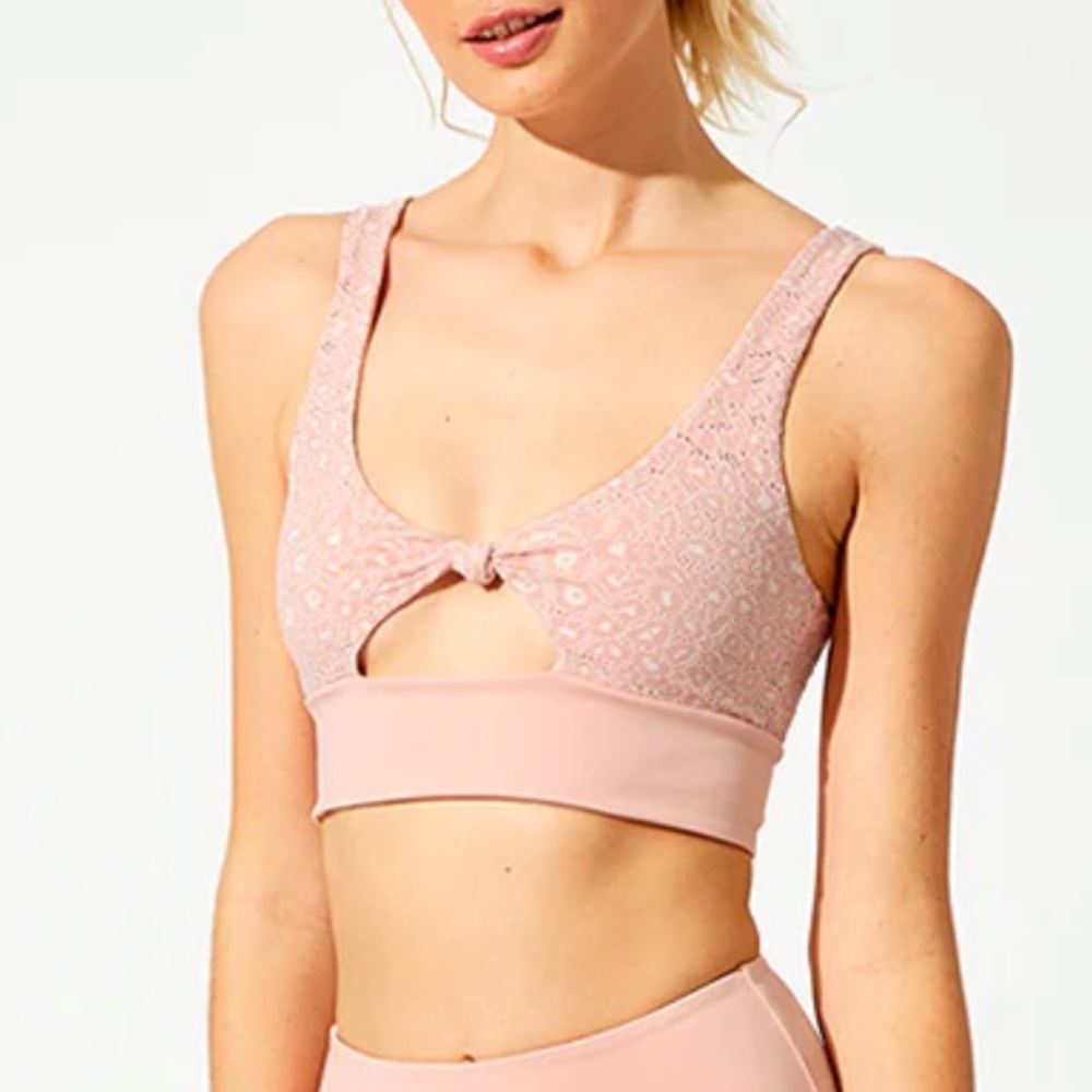 BEACH BUNNY Pink leopard sports bralette. Size 4